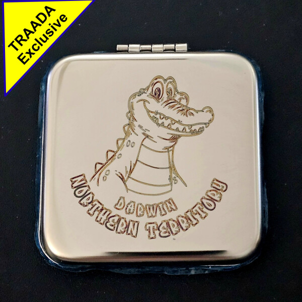 Stainless Steel Compact Makeup Mirror Square
